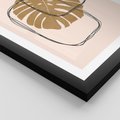 Plakat w ramie 30x40 - Liście w Beżowym Minimalizmie - minimalistyczny obraz, liście monstery - rama czarna