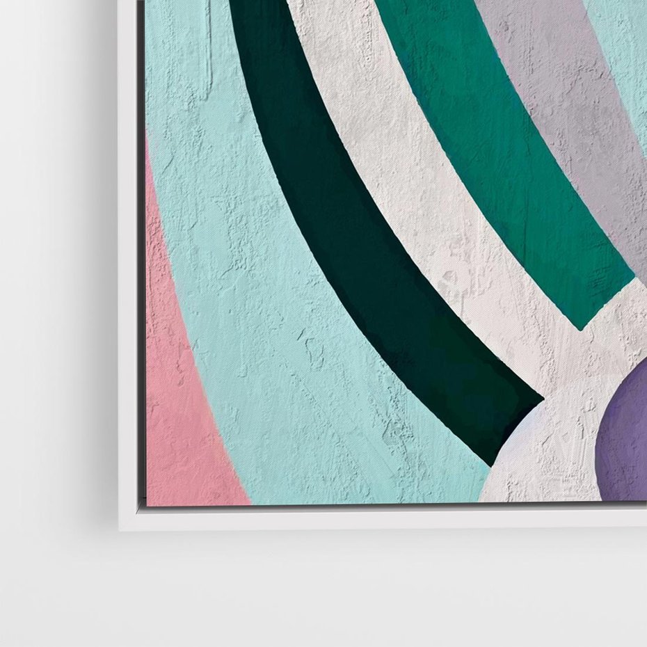 Obraz w ramie 80x80 - Podróżne Echa Przestrzeni - abstrakcyjne dziwne kształty, olejny obraz - rama biała