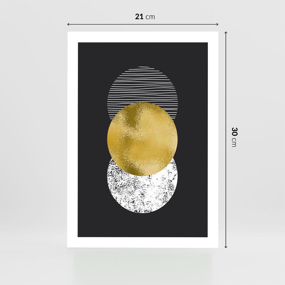 Plakat bez ramy 21x30 - Geometryczna Perfekcja: Złote Koło - geometryczna grafika, złote koło