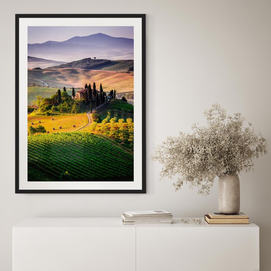 Plakat w ramie 50x70 - Pejzaż w perspektywie - pejzaż, perspektywa - rama czarna