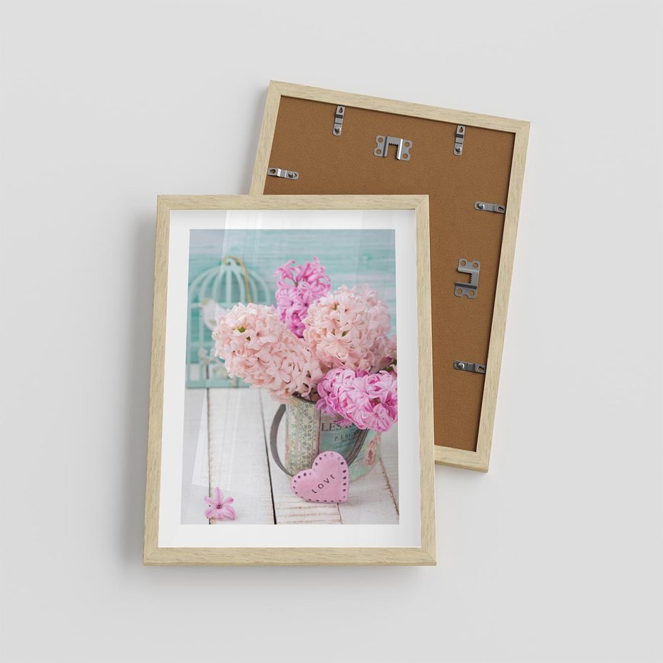 Plakat w ramie 30x40 - Kwiatowa harmonia hiacyntów - kwiaty, hiacynty - rama drewno