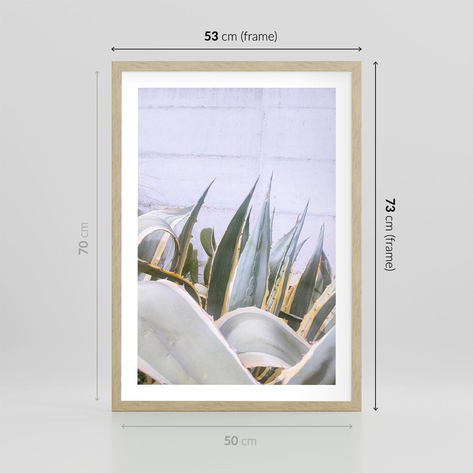 Plakat w ramie 50x70 - Sukulentowe liście - liście, sukulenty - rama drewno