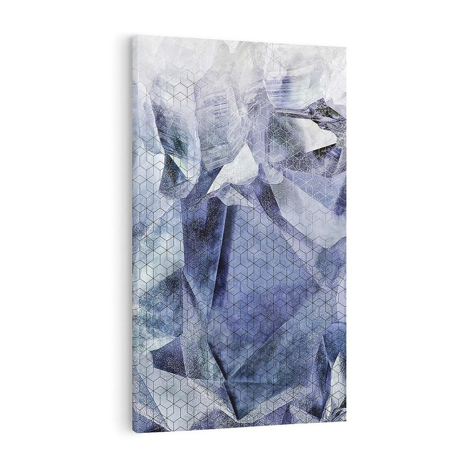 Obraz na płótnie 70x100 - Melodia mgieł i marzeń - abstrakcja w kolorze granatu, przypominająca górę lodową