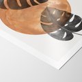 Plakat bez ramy 30x40 - Elegancja w Detalach: Miedziane Koło z Monsterą - grafika, miedziane koło