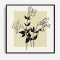 Obraz w ramie 50x50 - Malowane szkicowe tęsknoty - kwiaty, typografia - rama czarna