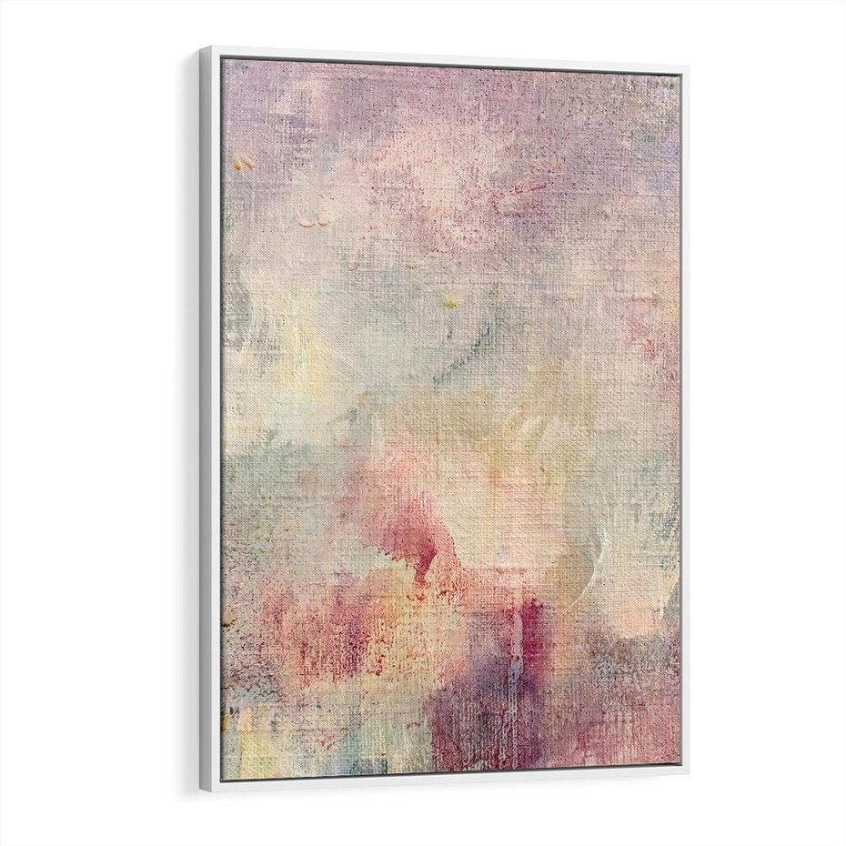 Obraz w ramie 80x120 - Miękka Melodia Pasteli - olejne płótno, pastelowe kolory - rama biała