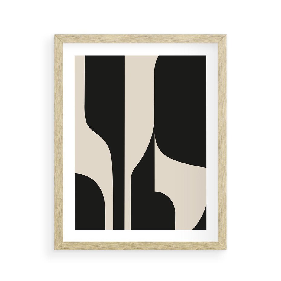 Plakat w ramie 40x50 - Abstrakcyjne Linie - boho plakat, rycina - rama drewno