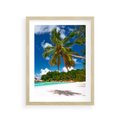 Plakat w ramie 30x40 - Oaza palm na plaży - palma, plaża - rama drewno