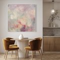 Obraz w ramie 80x80 - Miękka Melodia Pasteli - olejne płótno, pastelowe kolory - rama biała