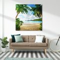 Obraz na płótnie 70x70 - Rajskie Seszele - plaża i palmy - Seszele, plaża