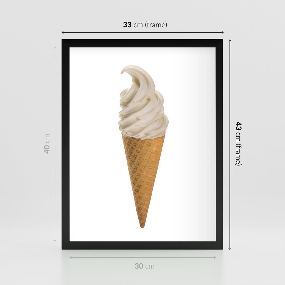 Plakat w ramie 30x40 - Rozkoszna Chłodząca Radość - lody, lód - rama czarna