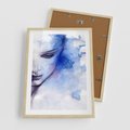 Plakat w ramie 50x70 - Graficzna magia kobiecej twarzy - grafika, kobieta - rama drewno