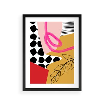 Plakat w ramie 30x40 - Księga Form i Plam - abstrakcyjna kompozycja, różne tekstury - rama czarna