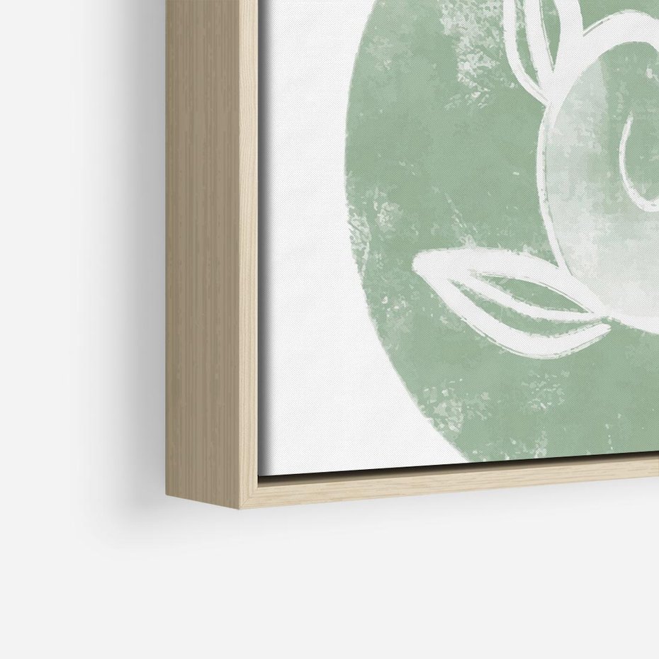 Obraz w ramie 80x80 - Zielony Świat Odpoczynku - abstrakcyjny zielony motyw, skandynawski design - rama drewno