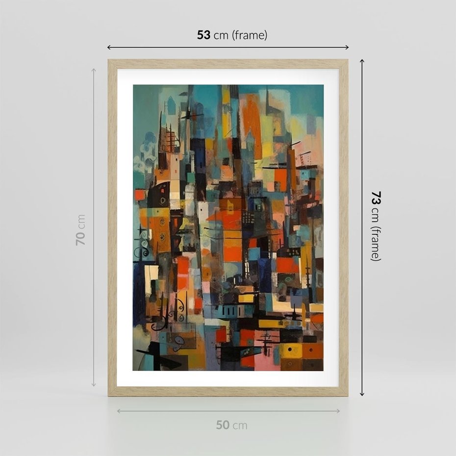 Plakat w ramie 50x70 - Zaklęte Odbicia Nienormalności - styl mid century, nowoczesna sztuka - rama drewno