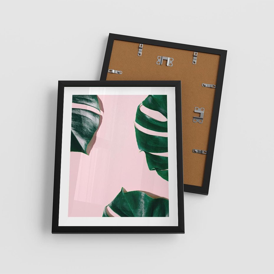 Plakat w ramie 40x50 - Minimalizm Natury - minimalizm, liście monstery - rama czarna