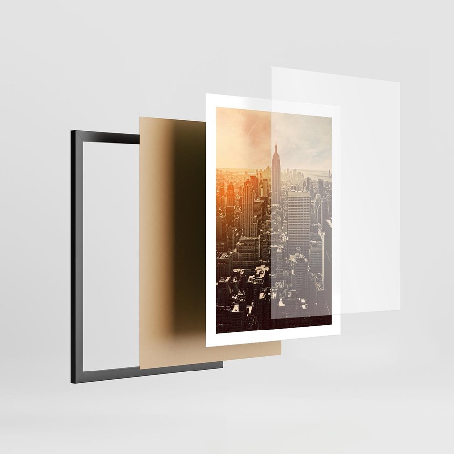 Plakat w ramie 50x70 - Nowojorska Skyline - Manhattan, Nowy Jork - rama czarna