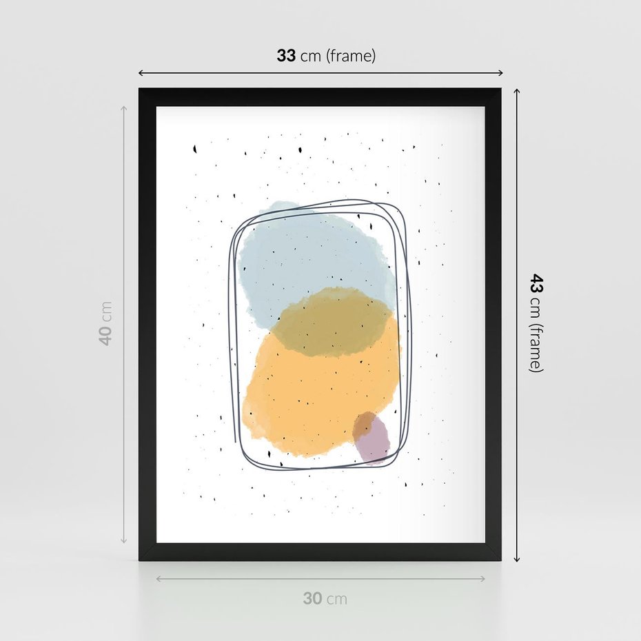 Plakat w ramie 30x40 - Wibracje Linii - abstrakcyjna kompozycja, jak ręcznie malowana - rama czarna