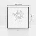 Obraz w ramie 50x50 - Rozkwitające Formy - szkic, minimalizm - rama czarna