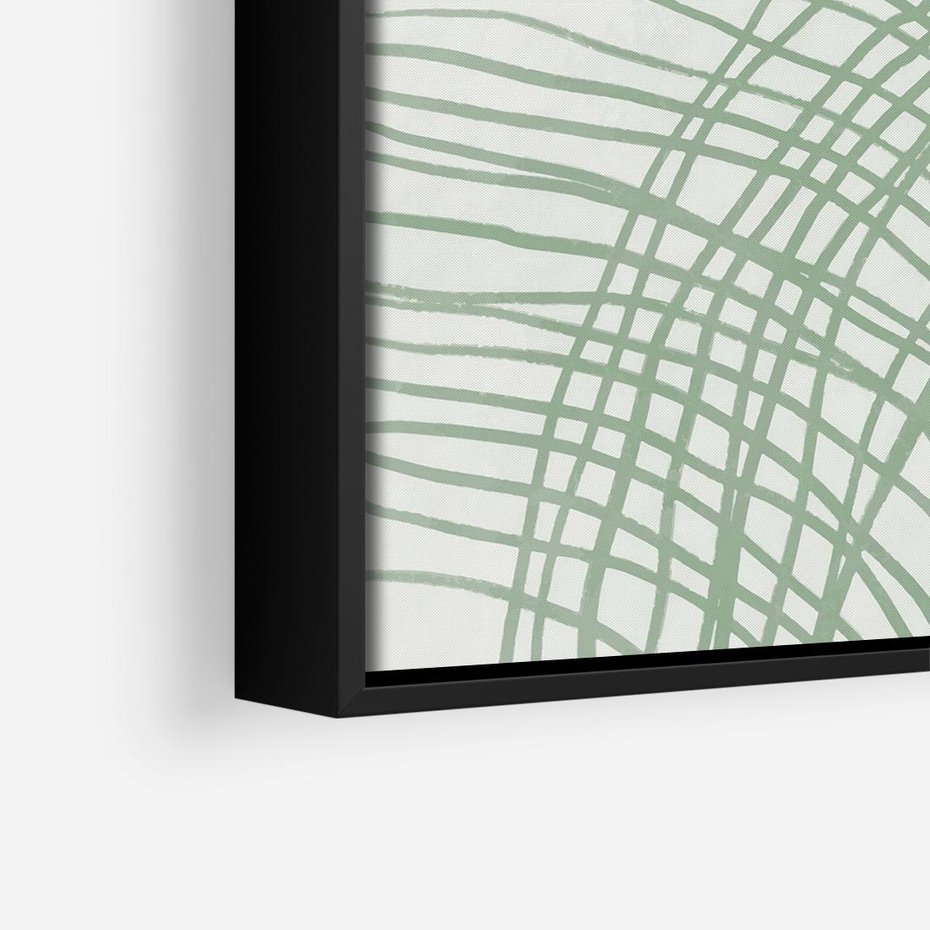 Obraz w ramie 50x50 - Migotliwa Spokojna Zieleń - zielony plakat, abstrakcyjne splątane linie - rama czarna