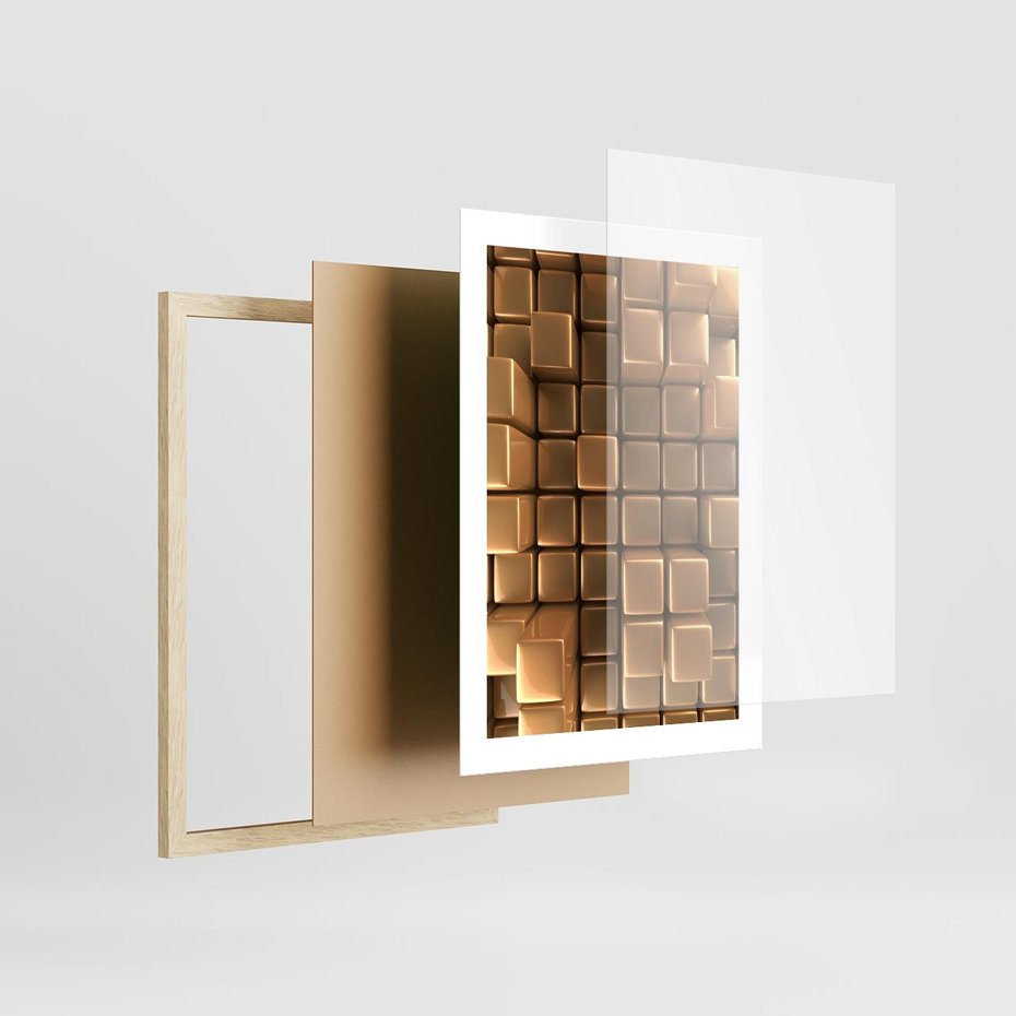 Plakat w ramie 30x40 - Błyszcząca Elegancja - złoto, 3d - rama drewno