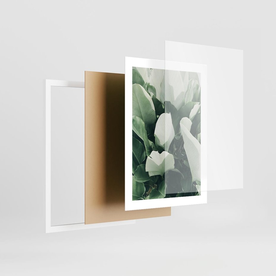 Plakat w ramie 30x40 - Zgaszona Uroda Natury - zielone liście, zgaszona zieleń - rama biała