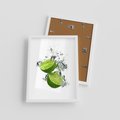 Plakat w ramie 30x40 - Kwaskowata moc limonki i cytryny - limonka, cytryna - rama biała