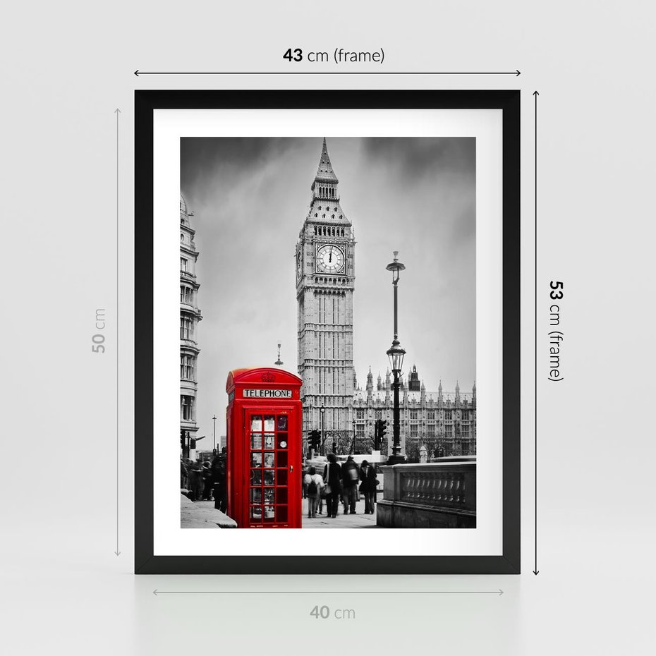 Plakat w ramie 40x50 - Ikoniczny Big Ben w Londynie - Big Ben, Londyn - rama czarna