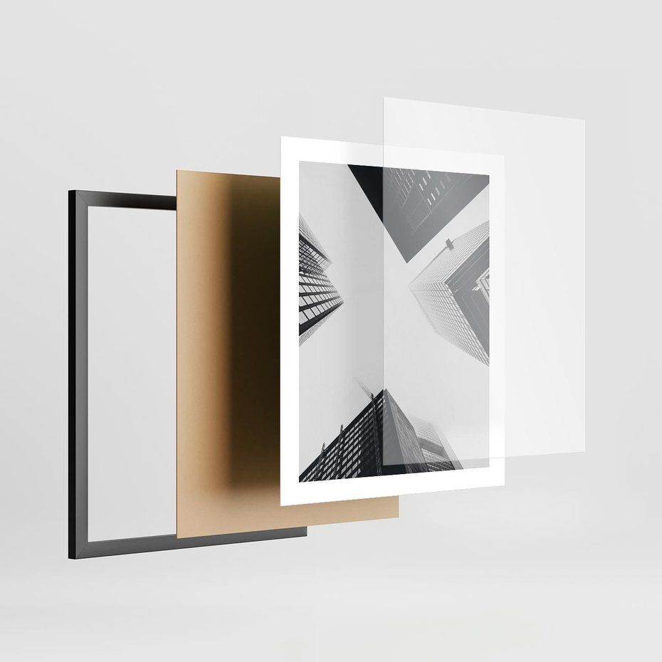 Plakat w ramie 40x50 - Nowoczesna Dynamika - perspektywa, wieżowce - rama czarna