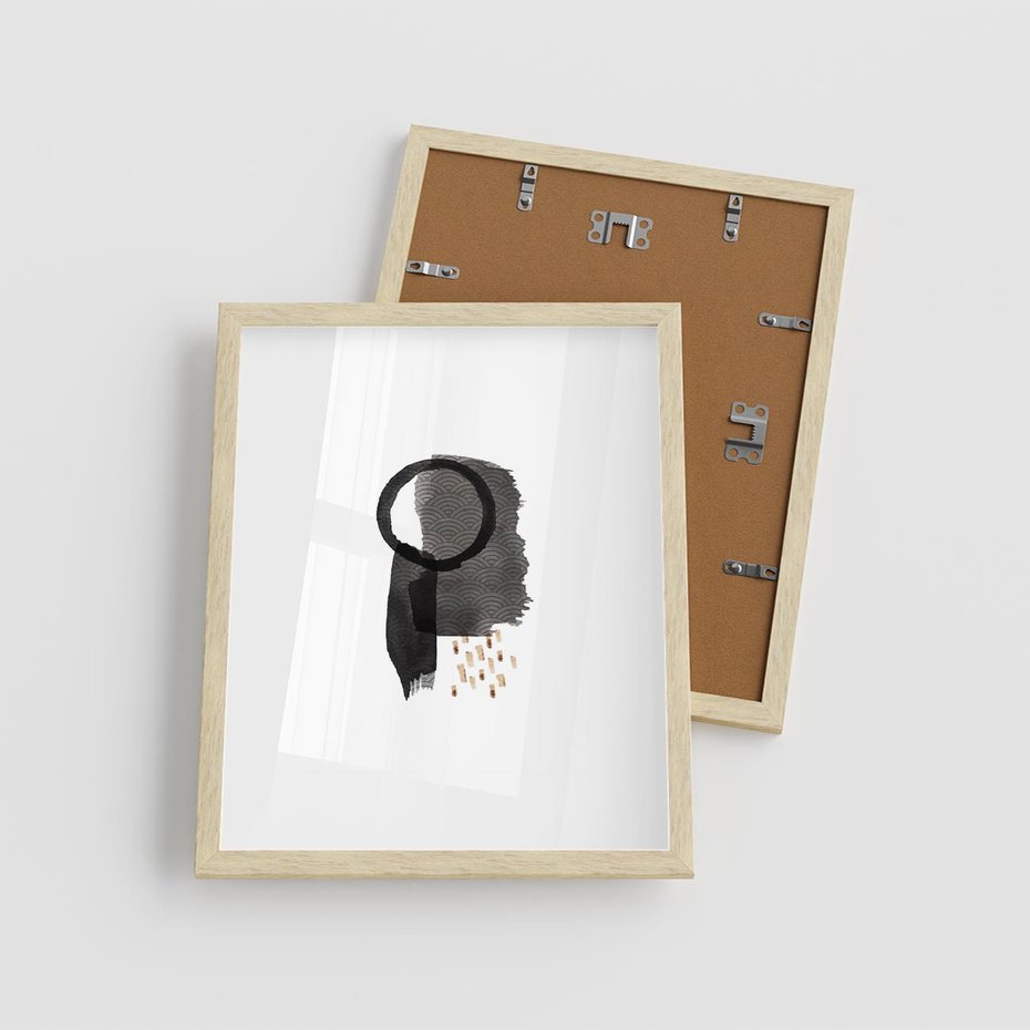 Plakat w ramie 40x50 - Japoński Minimalizm - grafika w japońskim stylu, minimalizm - rama drewno