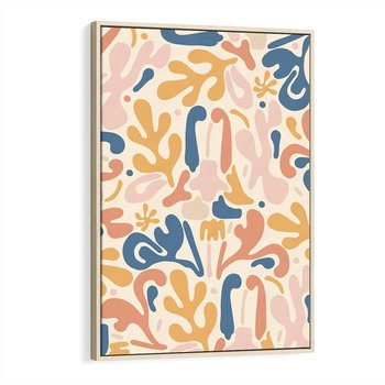 Obraz w ramie 80x120 - Symfonia Radosnych Barw - abstrakcyjne pastelowe formy, nowoczesna grafika w stylu boho - rama drewno