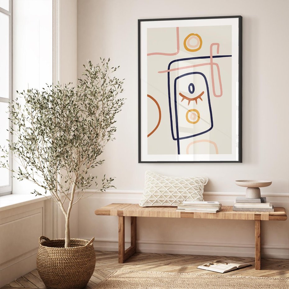 Plakat bez ramy 50x70 - Manifestacje Dziwności - abstrakcja w stylu picasso, beżowe tło