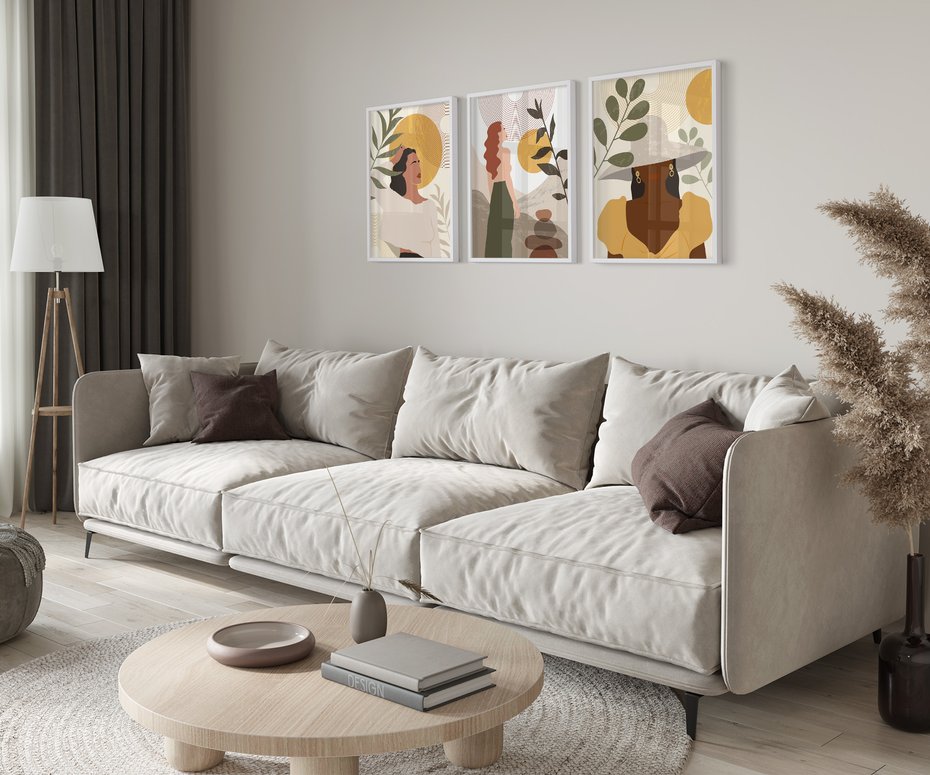 Zestaw obrazy w ramie 30x40 galeria - Boho, kobiety, postacie - rama biała