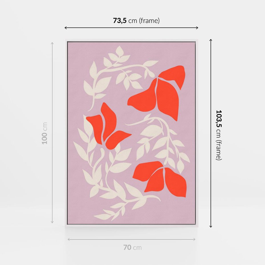 Obraz w ramie 70x100 - Kwiatowa Kreatywność - nowoczesny plakat, roślinne motywy - rama biała