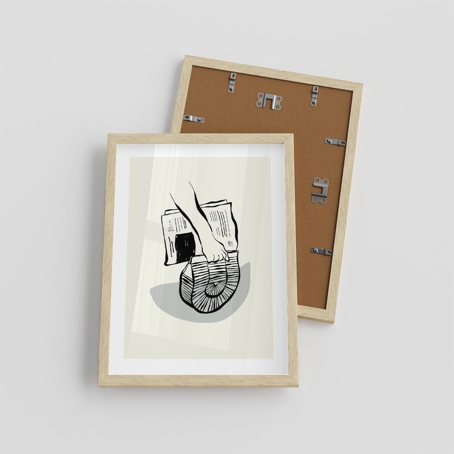 Plakat w ramie 30x40 - Szkicowe Gazetowe Inspiracje - grafika, szkic - rama drewno