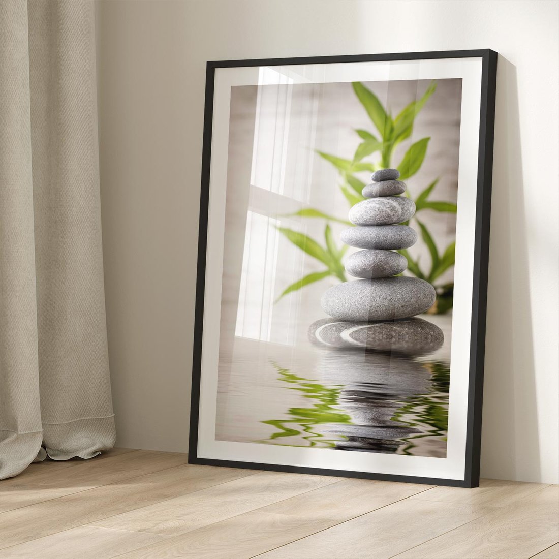 Plakat w ramie 40x50 - Spa kamienie: naturalne piękno - spa, kamienie - rama czarna