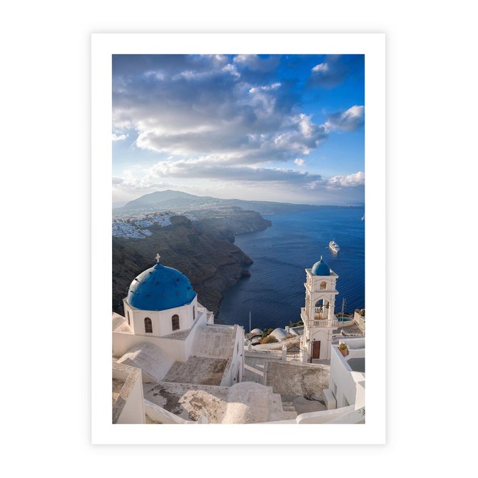 Plakat bez ramy 30x40 - Błękitne Przezycia - Santorini, morze