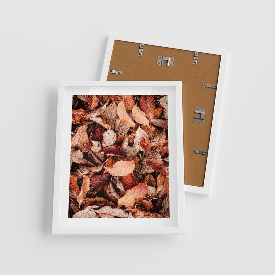 Plakat w ramie 40x50 - Magia Jesiennej Ziemi - liście, jesień - rama biała
