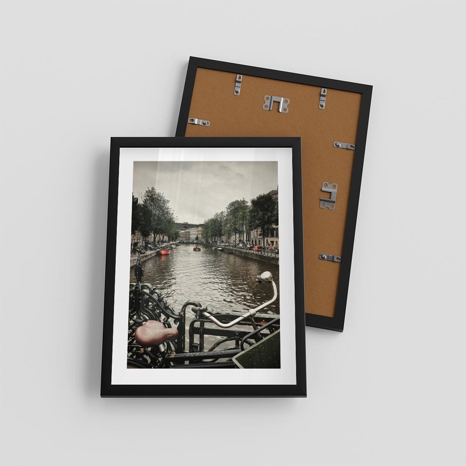 Plakat w ramie 30x40 - Miasto na Wodzie - holenderskie kanały, amsterdam - rama czarna