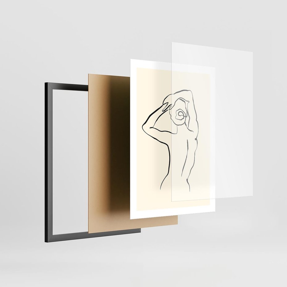 Plakat w ramie 50x70 - Tajemniczy Rytm - kobieta, posąg - rama czarna