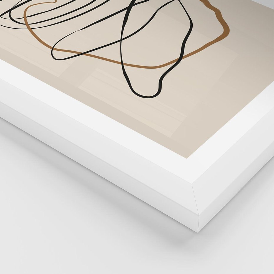 Plakat w ramie 50x70 - Bezczasowe Kontury - abstrakcyjne linie, zaplątane - rama biała