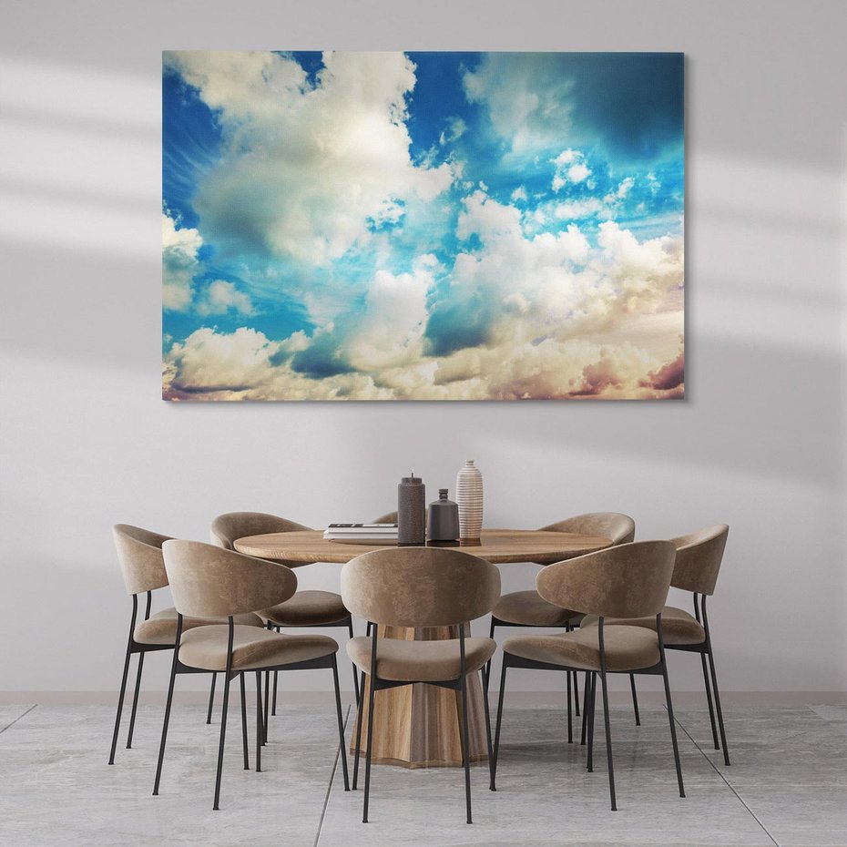 Obraz na płótnie 100x70 - Niebiańska Przestrzeń: Chmury na Horyzoncie - niebo, chmury