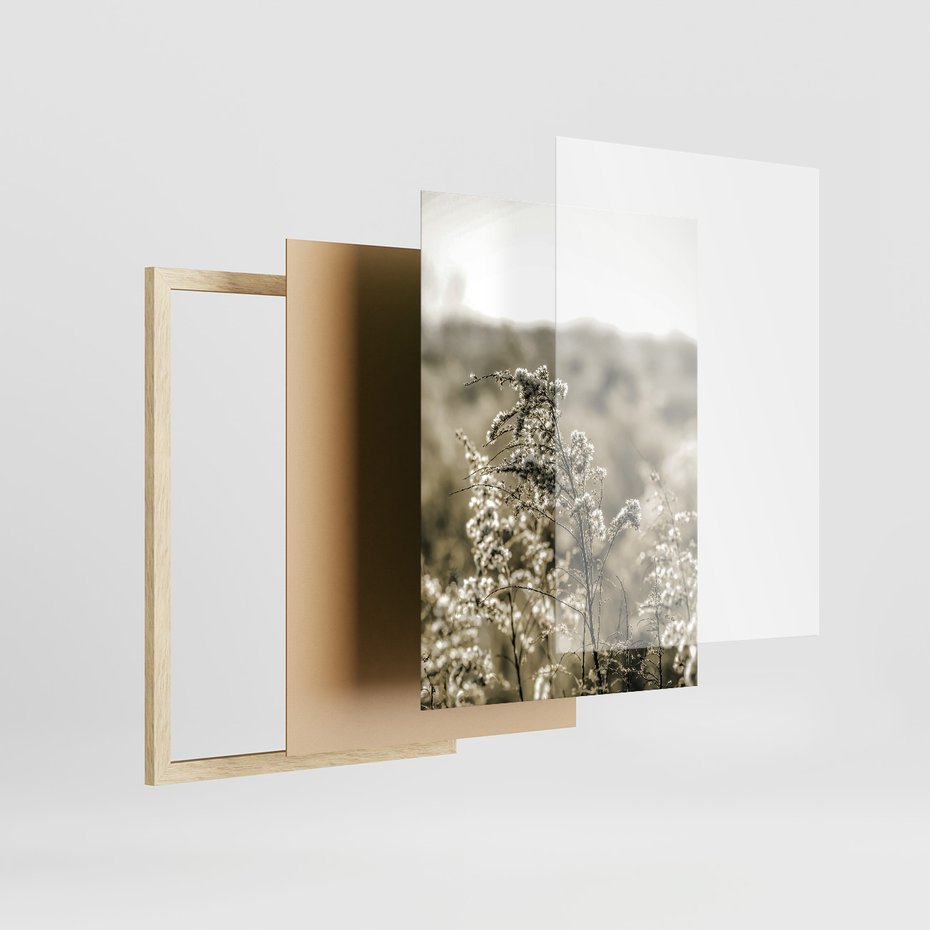 Zestaw obrazy w ramie 50x70 galeria - Boho, minimalizm, spokój, napis - rama drewno