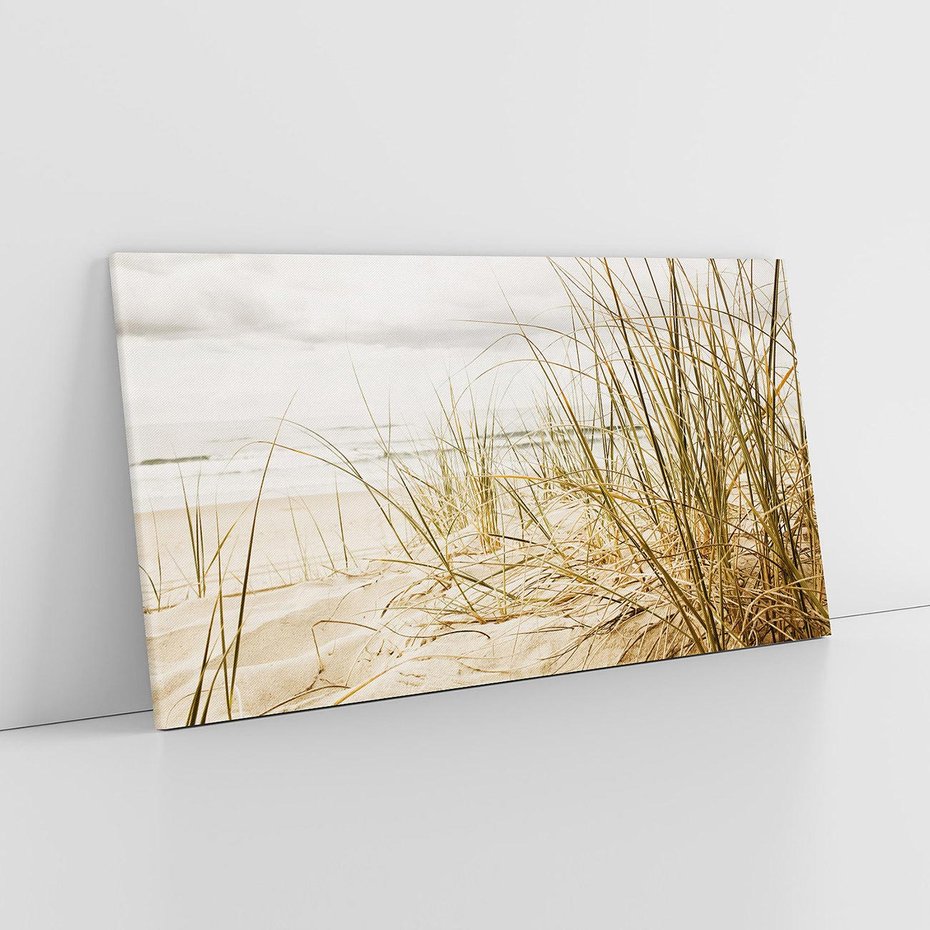 Obraz na płótnie 120x60 - Oaza nad morzem: plaża i roślinność - plaża, morze