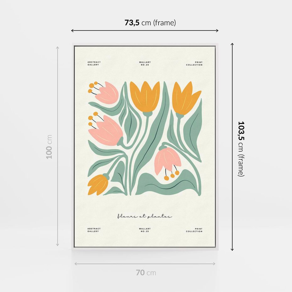 Obraz w ramie 70x100 - Tajemnicza Aura - kwiaty, nowoczesna abstrakcja - rama biała