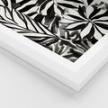 Plakat w ramie 50x70 - Czarne Liście - akwarelowy obraz, czarno biały - rama biała