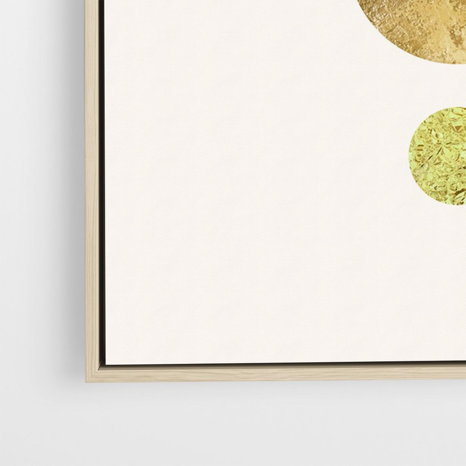 Obraz w ramie 70x100 - Harmonijne Odbicia - geometryczne złote kształty, tekstura - rama drewno