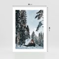 Plakat bez ramy 30x40 - Górska Uroda Zimą: Dom w Śniegu - domek w górach, zima