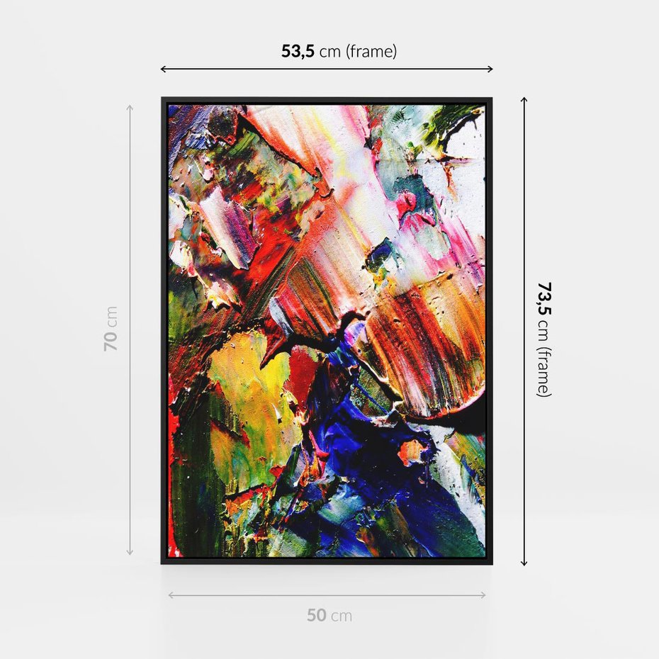 Obraz w ramie 50x70 - Szalejące ognie kolorów - abstrakcja, farby olejne - rama czarna