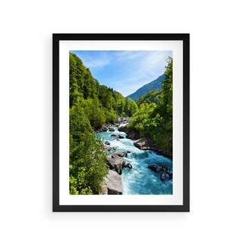 Plakat w ramie 50x70 - Górski strumyk - strumyk, góry - rama czarna
